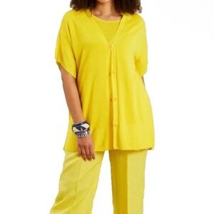 Marina Rinaldi Yellow Knit Cardigan NWT 14-16 oversized